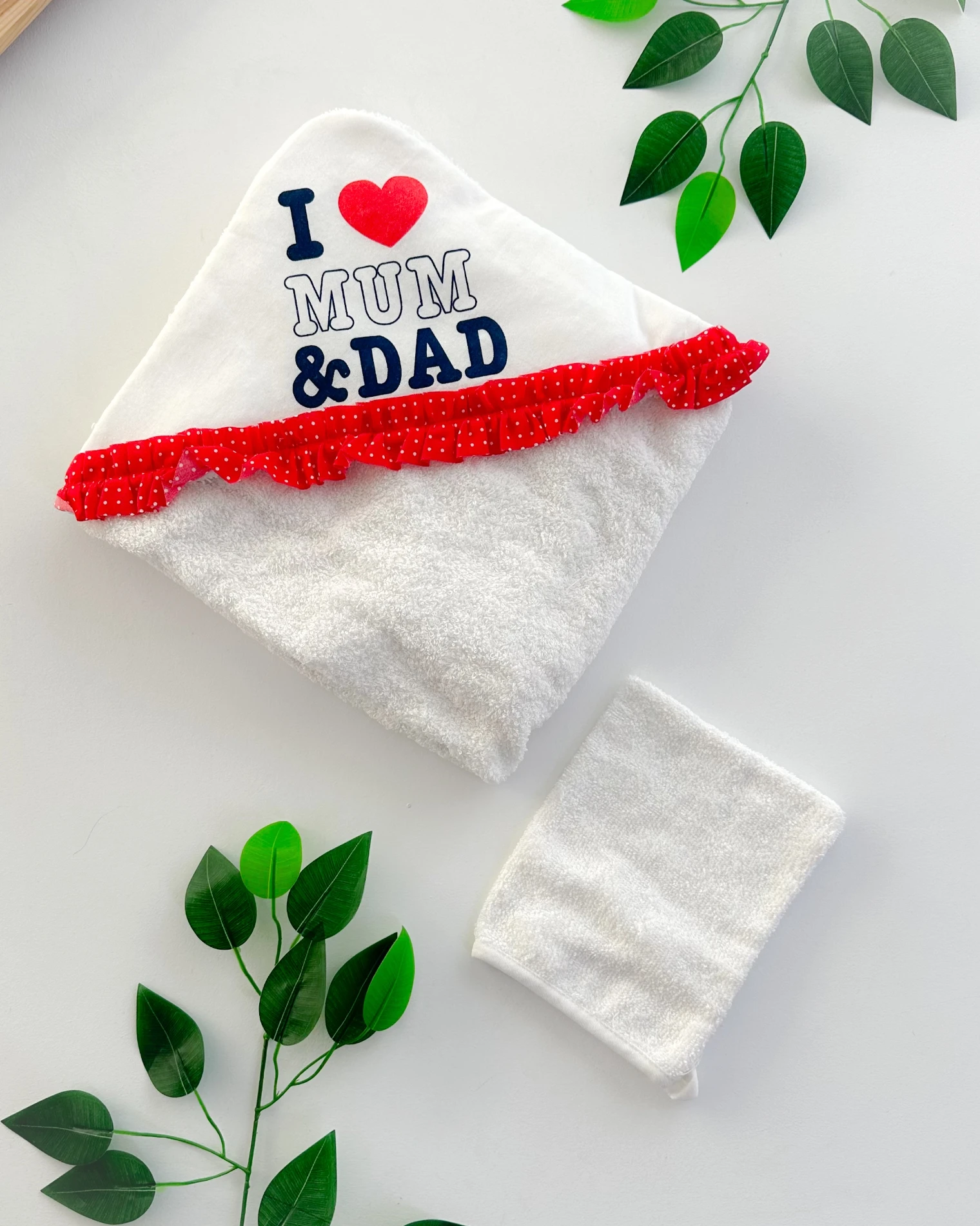 Love mum dad fırfır detaylı silgi havlu  