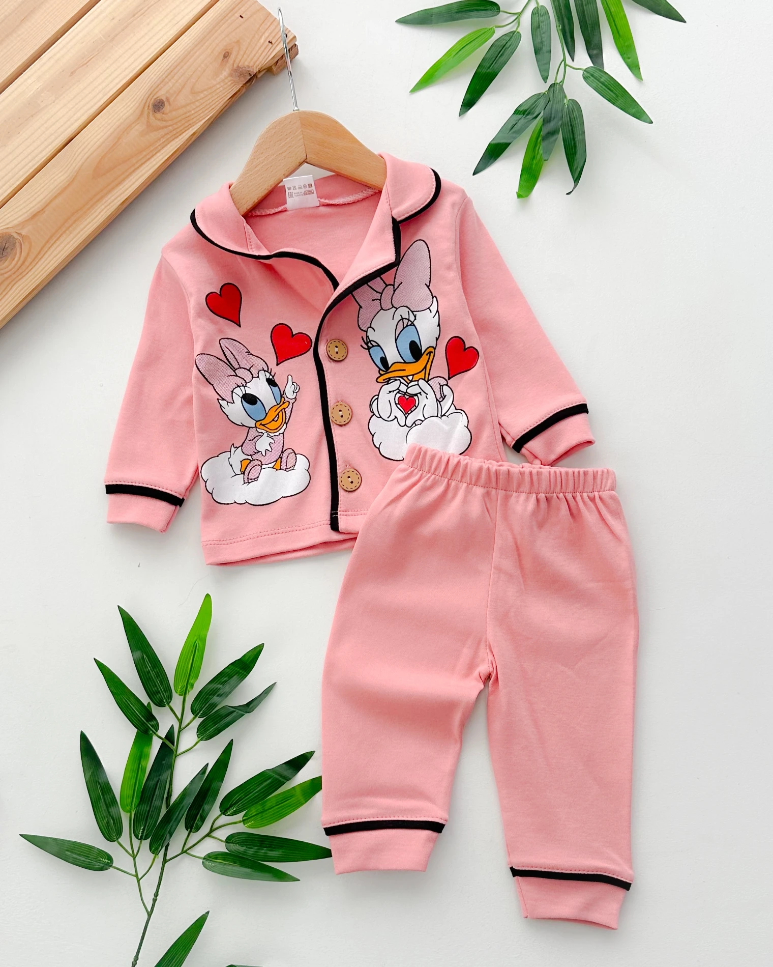 Love duck önden düğmeli mevsimlik 2li pijama takım 