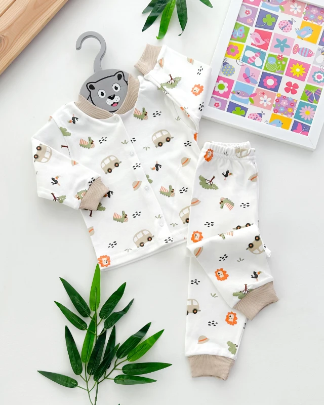 Animal in holiday önden çıtçıtlı mevsimlik 2li pijama takım 