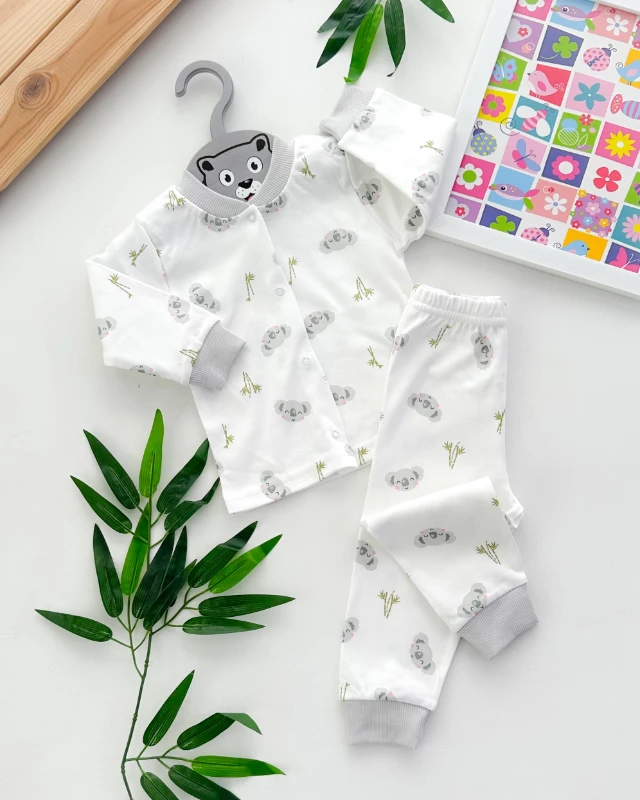 Bambu koala önden çıtçıtlı mevsimlik 2li pijama takım 