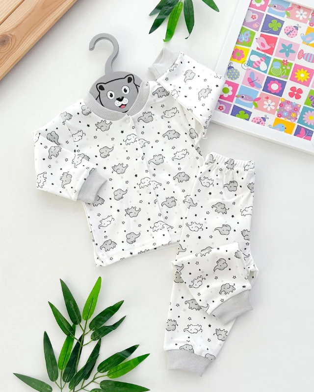 Minik filler önden çıtçıtlı mevsimlik 2li pijama takım 