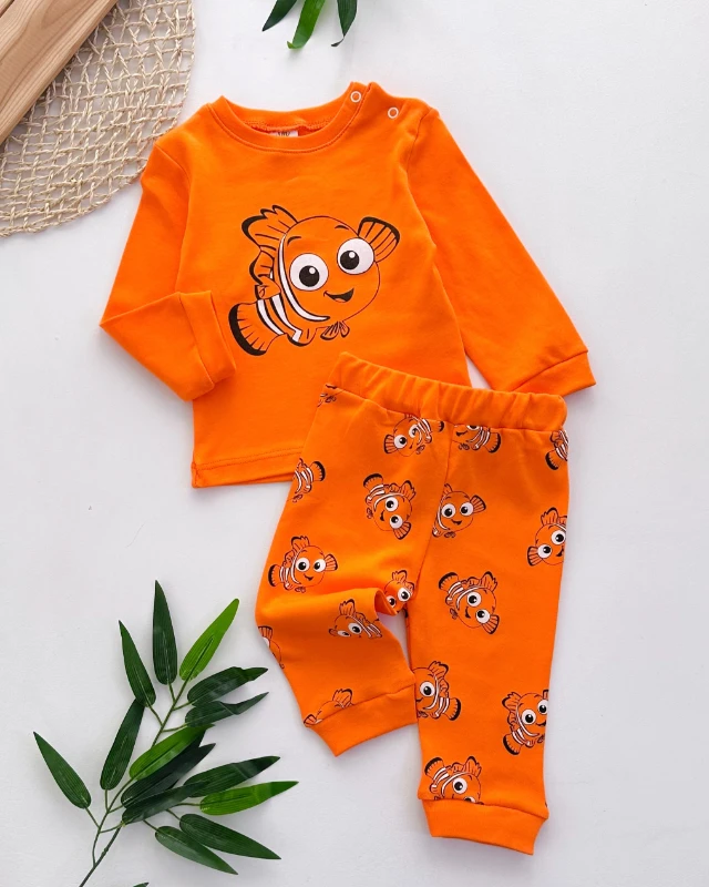 Kayıp balık nemo omuzdan çıtçıtlı mevsimlik 2li pijama takım 